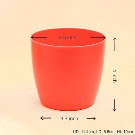 4.5 Inch (11 Cm) Ronda No. 1110 Round Plastic Planter (Red) (set Of 6)